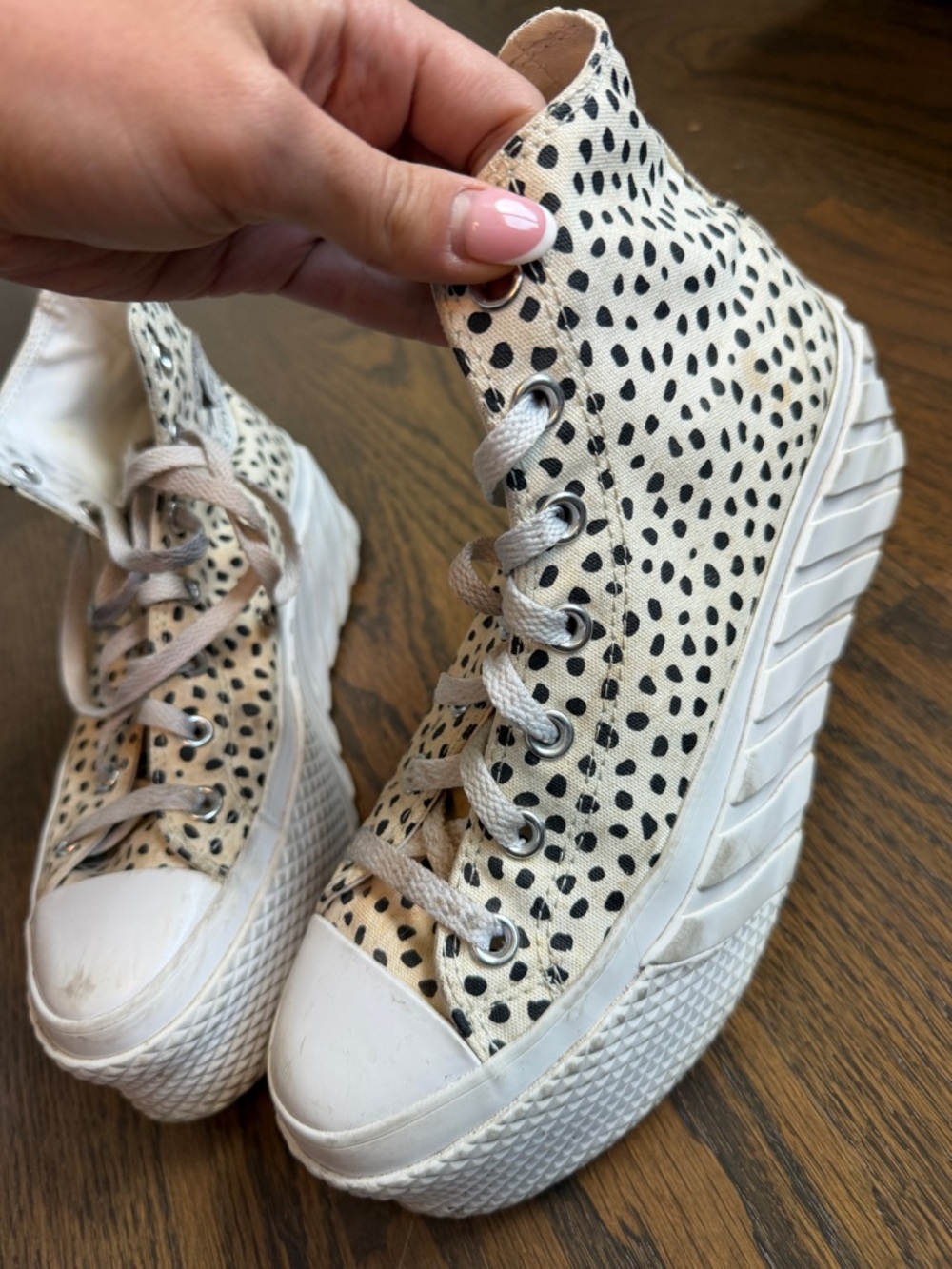 Converse Platform High Top Sneakers - White with Black Spots - Picture 3 of 5